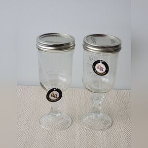 Rustic Charm Glass Mason Jar Goblets with Silver Lids